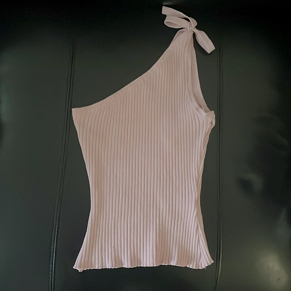 Superdown Lainey One Shoulder Ribbed Top In Dusty Rose - Picture 5 of 9
